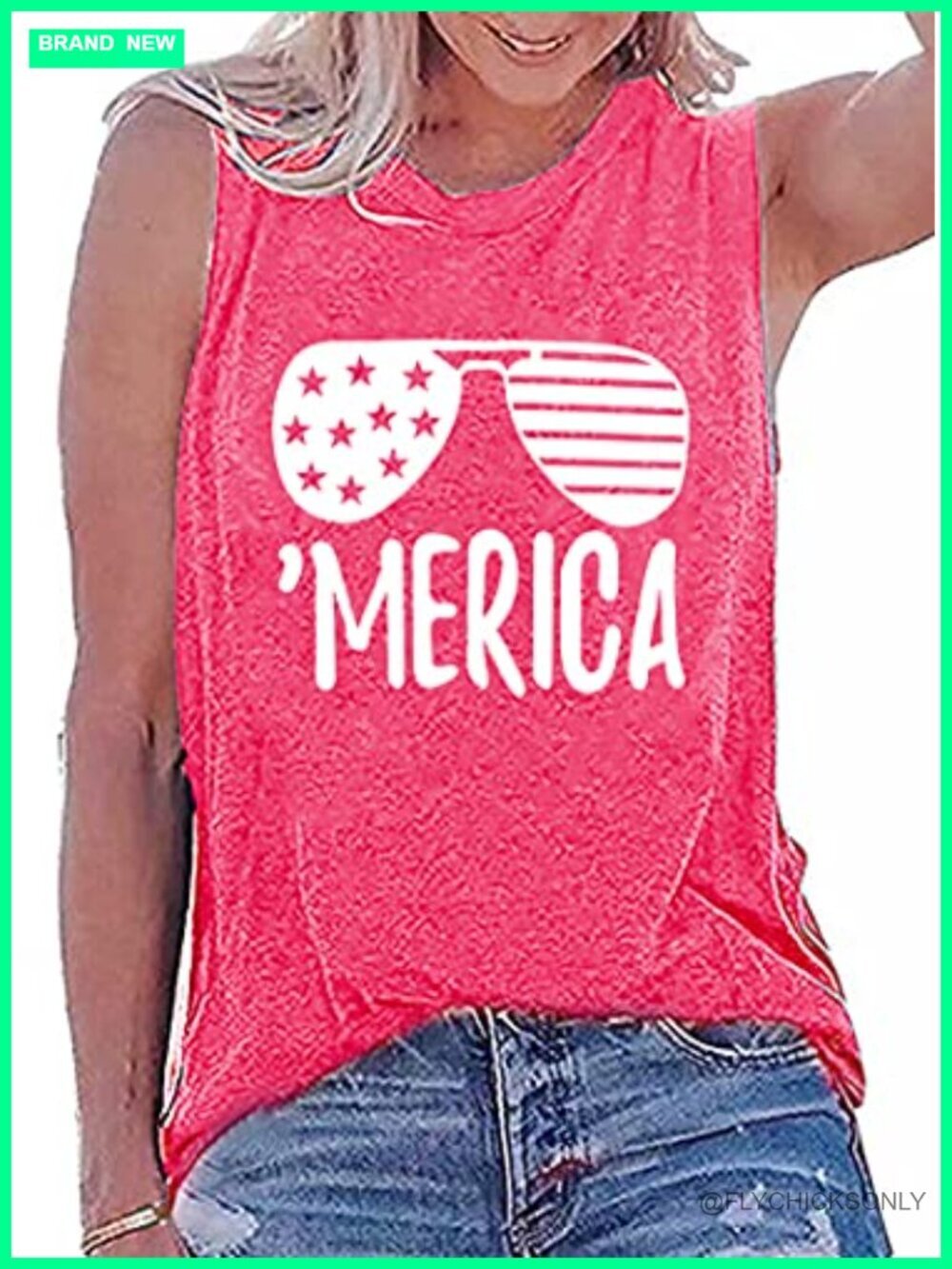 American Flag Graphic Tank Top Sleeveless Patriotic T-Shirt Cotton Blend